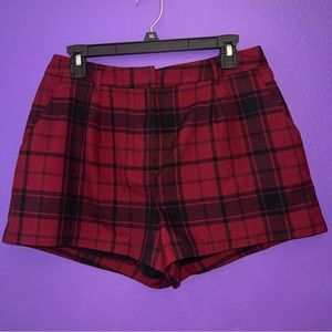 Forever 21 Red and Black Plaid Women Shorts